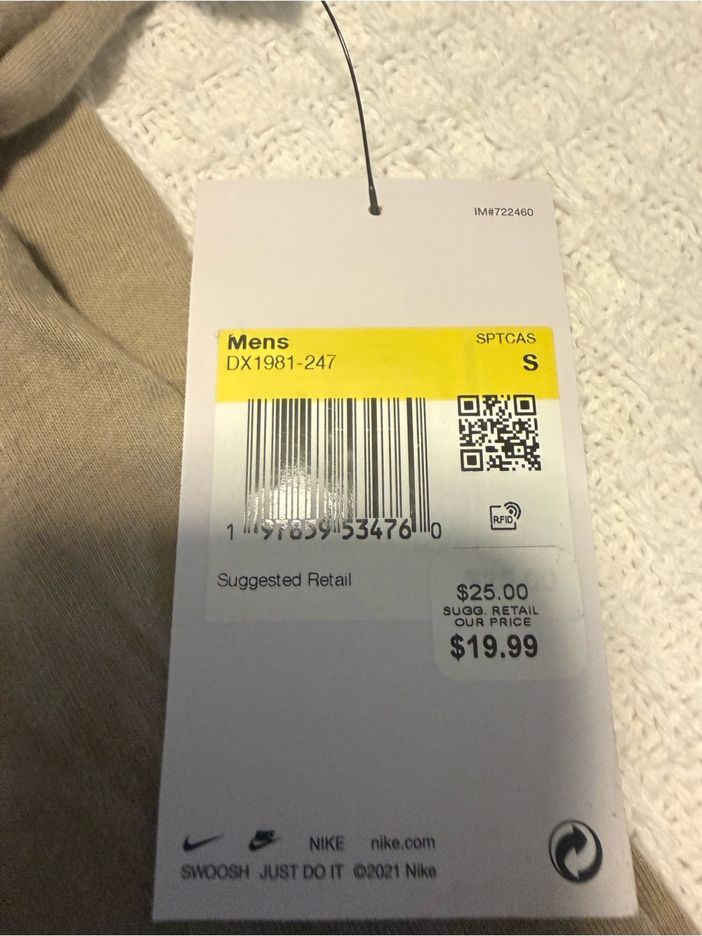 Nike Mens Small Beige Graphic Logo Tee NWT Athletic Streetwear Shirt Cotton - Picture 3 of 5